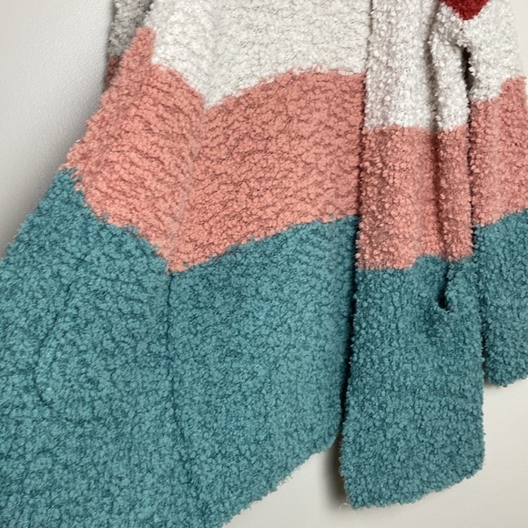 Hippie Rose Cozy Colorblocked Open Front Cardigan Fleetwood Combo Stripe Size M - Picture 3 of 11